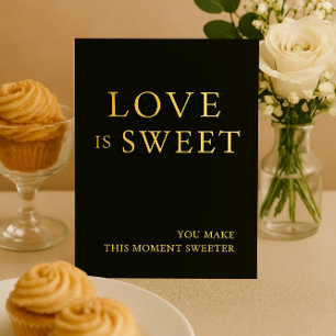 Minimalist Black & Gold Dessert Table Sign Foil Holiday Card