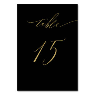 Minimalist Black Gold Elegant Script 15 Wedding Table Number