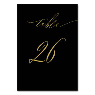 Minimalist Black Gold Elegant Script 26 Wedding Table Number
