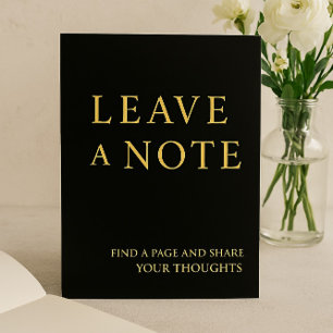 Minimalist Black & Gold Guest Book Wedding Sign Foil Holiday Card