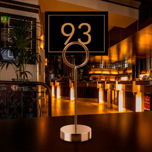 Minimalist Black Gold Text Restaurant  Table Number