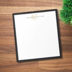Minimalist Black Gold Two Border Monogram Notepad