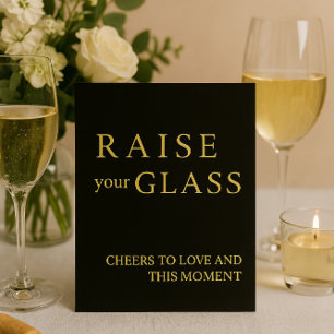 Minimalist Black & Gold Wedding Bar Sign Foil  Holiday Card