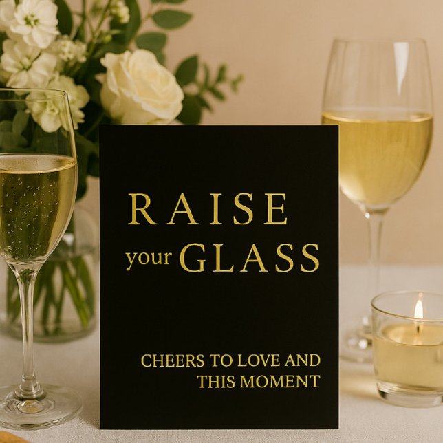 Minimalist Black & Gold Wedding Bar Sign  Foil Holiday Card (Creator Uploaded)