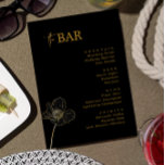 Minimalist Black & Gold Wedding Drinks Bar Menu<br><div class="desc">Minimalist Black & Gold Wedding Drinks Bar Menu Card</div>