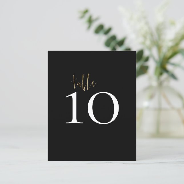Minimalist Black Gold Wedding Table Number (Standing Front)