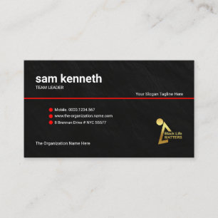 Minimalist Black Granite Grunge Red Line Unity Business Card