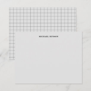 Minimalist Black Grey Grid Monogram Professional Card