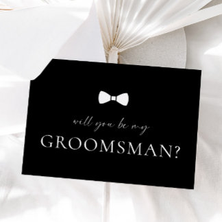 Minimalist Black Groomsman Proposal Card