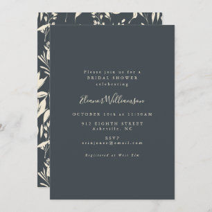 Minimalist Black Hand Drawn Floral Bridal Shower Invitation