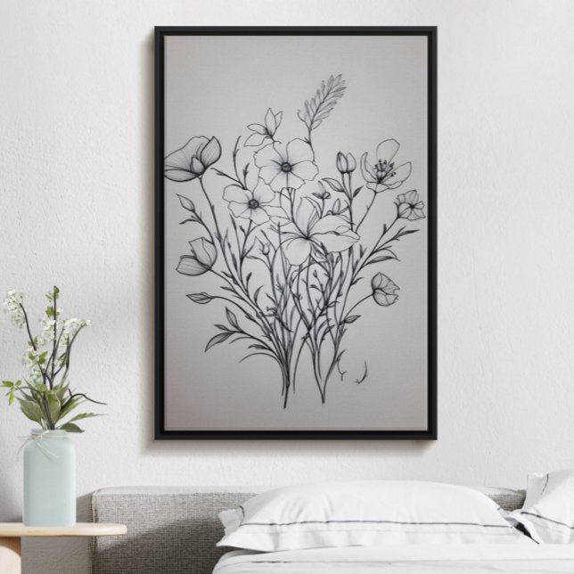 Minimalist black ink flower bouquet art poster no5 (Creator Uploaded)