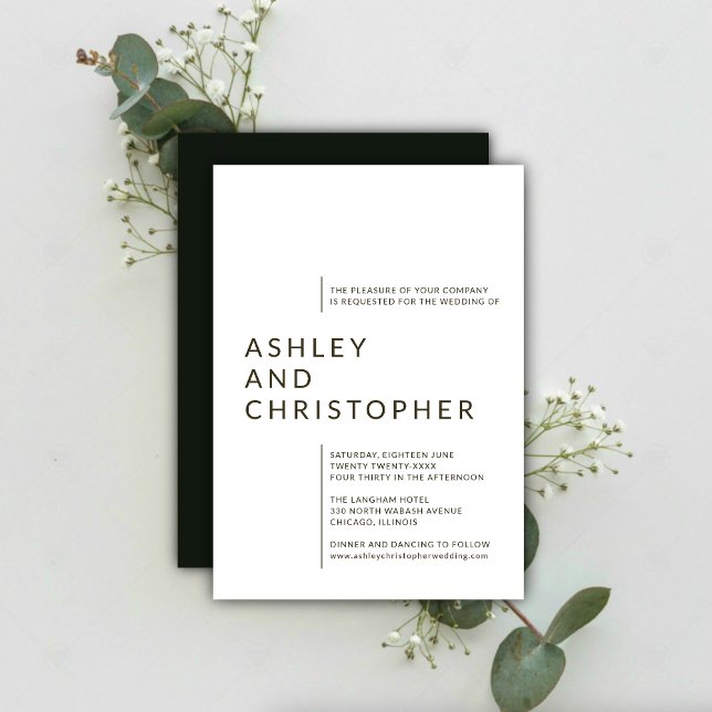 Minimalist Black Isolated Names Wedding Invitation (Creator Uploaded)