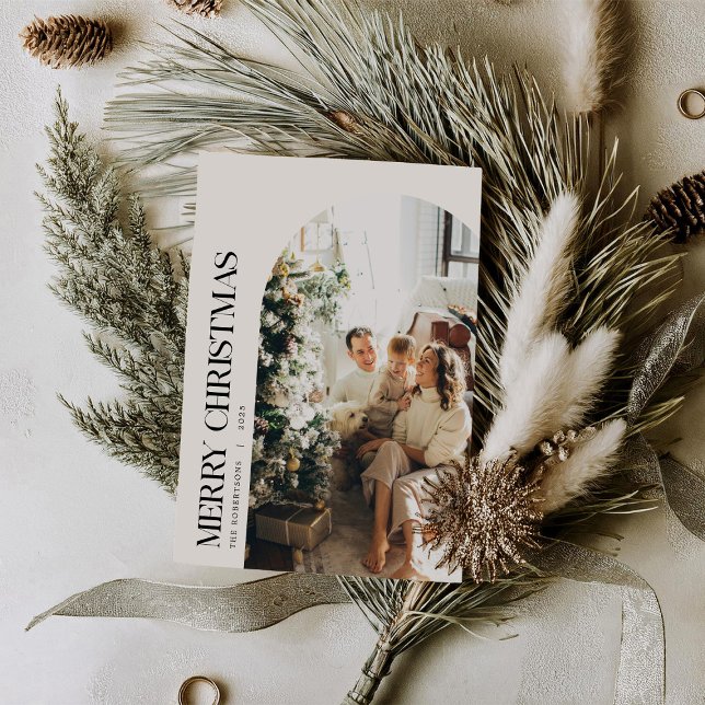 Minimalist Black & Ivory Christmas Family Photo Holiday Card (Creator Uploaded)