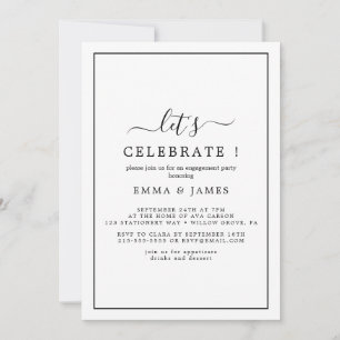 Minimalist black "Let's Celebrate" Invitation