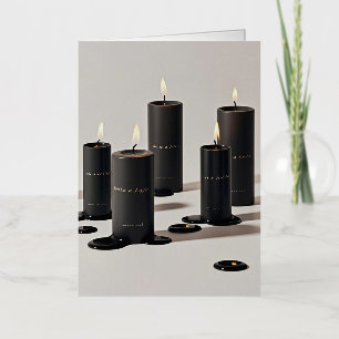 Minimalist black-line candles with tiny flames foil greeting card