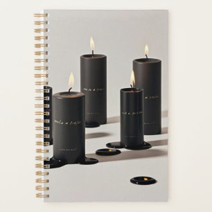 Minimalist black-line candles with tiny flames planner