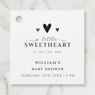 Minimalist Black Little Sweetheart Baby Shower Favour Tags