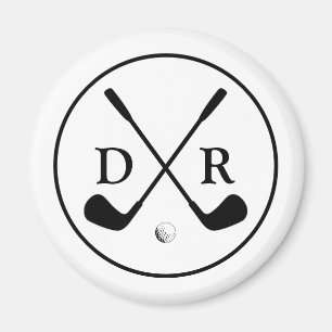 Minimalist Black Logo and Monogram Golf Player Magnet