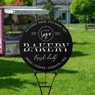 Minimalist Black Logo Bakery Market Stand Outdoor Garden Sign