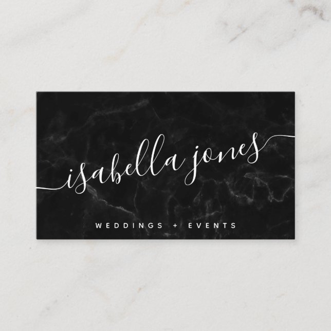 Minimalist black marble professional luxe modern business card (Front)