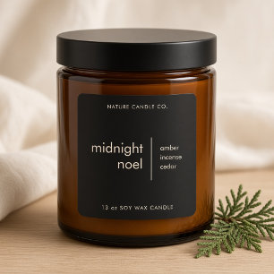 Minimalist Black Midnight Noel Candle Branding Square Sticker