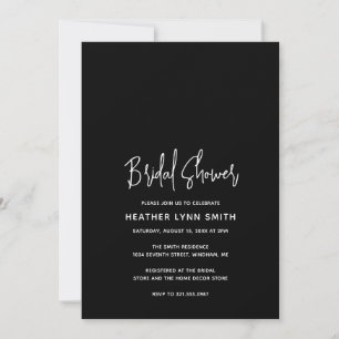 Minimalist Black Modern Bridal Shower Invitation