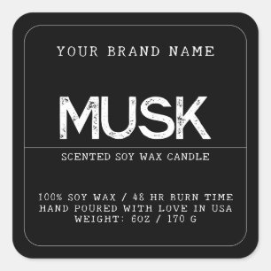 Minimalist black modern elegant candle product square sticker