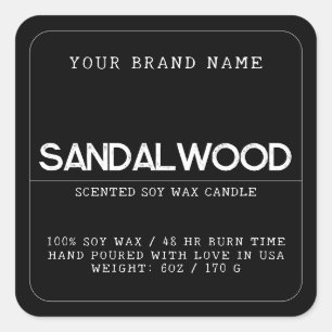 Minimalist black modern elegant candle product square sticker