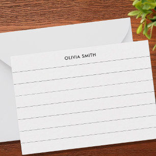 Minimalist Black Modern Monogram Ruled Index Card
