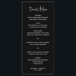 Minimalist Black Modern Wedding Menu<br><div class="desc">Modern black wedding menu featuring a simple design with the header in an elegant script typography and your menu in a minimalist sans serif font.  This chic wedding menu works well with any style of wedding.</div>