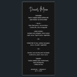 Minimalist Black Modern Wedding Menu<br><div class="desc">Modern black wedding menu featuring a simple design with the header in an elegant script typography and your menu in a minimalist sans serif font.  This chic wedding menu works well with any style of wedding.</div>