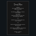 Minimalist Black Modern Wedding Menu<br><div class="desc">Modern black wedding menu featuring a simple design with the header in an elegant script typography and your menu in a minimalist sans serif font.  This chic wedding menu works well with any style of wedding.</div>