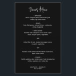 Minimalist Black Modern Wedding Menu<br><div class="desc">Modern black wedding menu featuring a simple design with the header in an elegant script typography and your menu in a minimalist sans serif font.  This chic wedding menu works well with any style of wedding.</div>