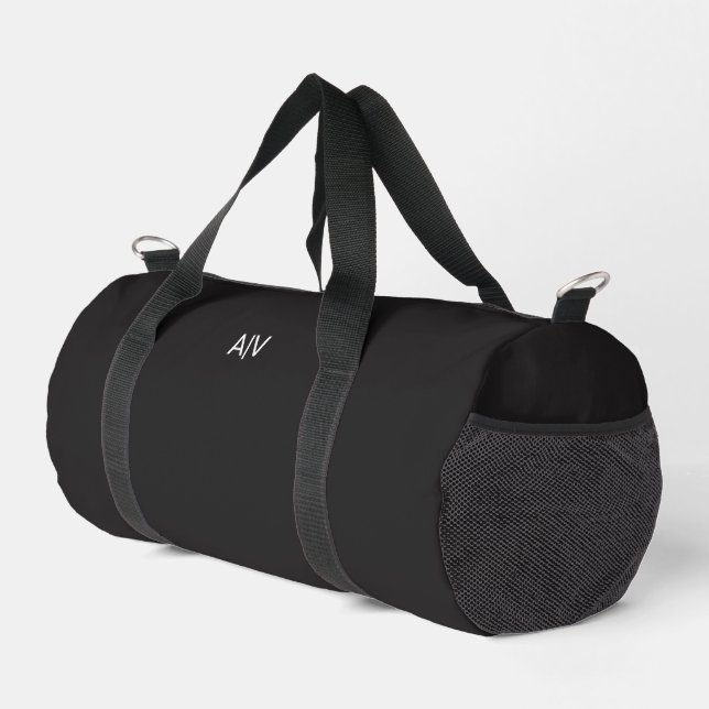 Minimalist Black Monogram Duffle Bag (Right Corner)