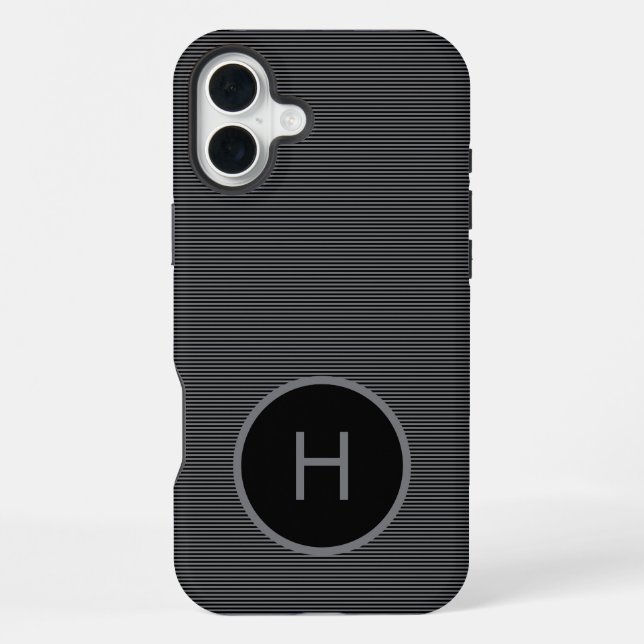 Minimalist Black Monogram with Fine Line Pattern iPhone Case (Back)