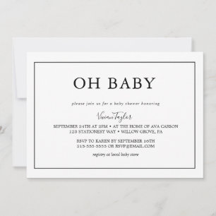 Minimalist Black Oh Baby Baby Shower Invitation