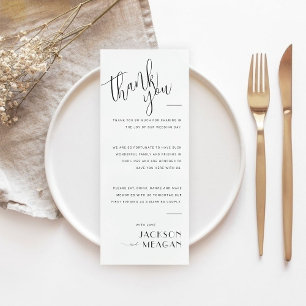 Minimalist Black on White Thank You Place Card