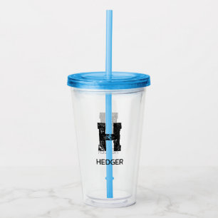MINIMALIST BLACK ONE LETTER MONOGRAM NAME CLEAR ACRYLIC TUMBLER