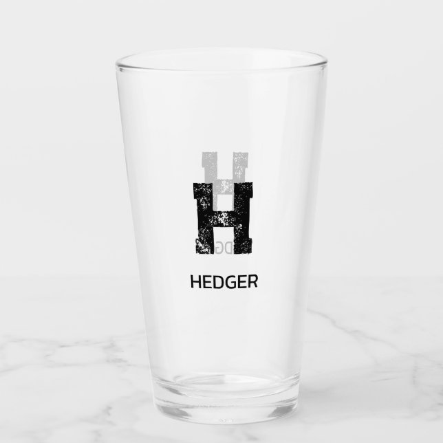 MINIMALIST BLACK ONE LETTER MONOGRAM NAME CLEAR GLASS (Front)