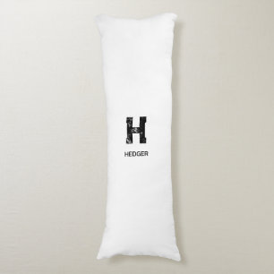 MINIMALIST BLACK ONE LETTER MONOGRAM NAME WHITE BODY CUSHION