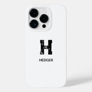 MINIMALIST BLACK ONE LETTER MONOGRAM NAME WHITE Case-Mate iPhone 14 PRO CASE
