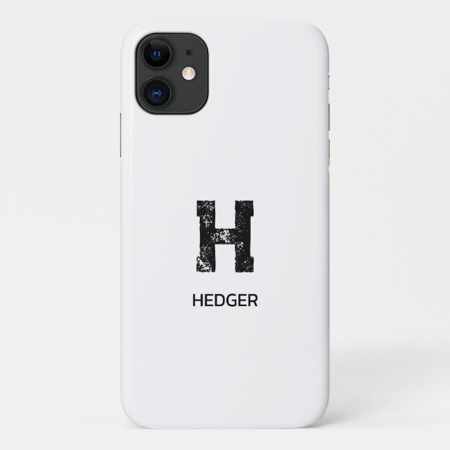 MINIMALIST BLACK ONE LETTER MONOGRAM NAME WHITE Case-Mate iPhone CASE (Back)