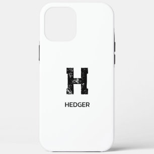 MINIMALIST BLACK ONE LETTER MONOGRAM NAME WHITE iPhone 12 PRO MAX CASE