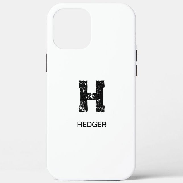 MINIMALIST BLACK ONE LETTER MONOGRAM NAME WHITE Case-Mate iPhone CASE (Back)
