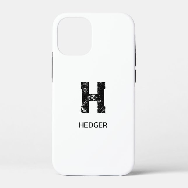 MINIMALIST BLACK ONE LETTER MONOGRAM NAME WHITE Case-Mate iPhone CASE (Back)