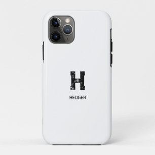 MINIMALIST BLACK ONE LETTER MONOGRAM NAME WHITE iPhone 11 PRO CASE