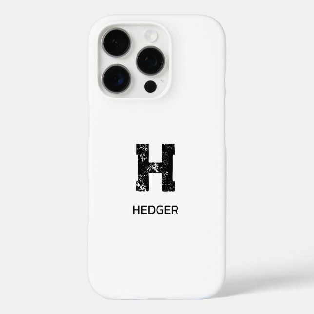 MINIMALIST BLACK ONE LETTER MONOGRAM NAME WHITE Case-Mate iPhone CASE (Back)