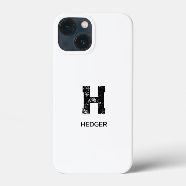 MINIMALIST BLACK ONE LETTER MONOGRAM NAME WHITE Case-Mate iPhone CASE (Back)