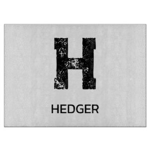 MINIMALIST BLACK ONE LETTER MONOGRAM NAME WHITE CUTTING BOARD