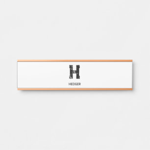 MINIMALIST BLACK ONE LETTER MONOGRAM NAME WHITE DOOR SIGN